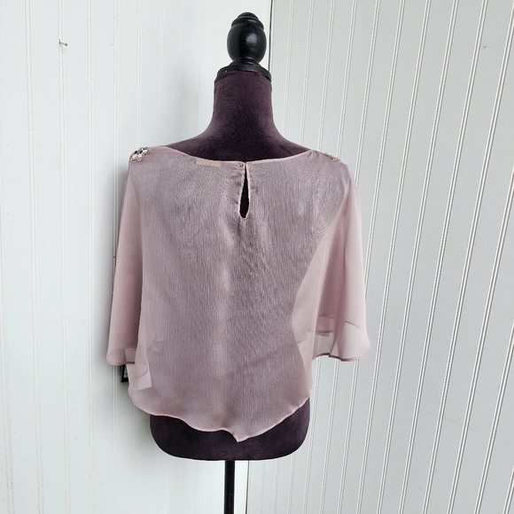 Zara Brown and Tan Asymmetrical Blouse with Flutter Sleeves - Picture 6 of 12